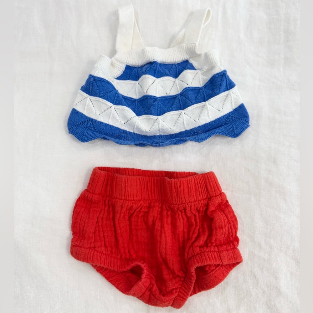 Cat & Jack Blue and Red Knit Matching Set